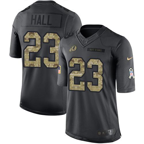 Nike Redskins #23 DeAngelo Hall Black Men's Stitched NFL Limited 2016 Salute to Service Jersey